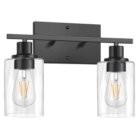 2 Light Wall Sconce Lighting with Clear Glass Shade Bathroom Vanity Lamp Fixture Modern Mounted Light for Porch Mirror Living Room Bedroom Hallway