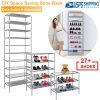 10 Tiers Shoes Rack Shelves 27 Pairs Shoes Storage Organizer Stand Non-Woven Fabric Detachable Shoes Tower Stackable Shoes Storage Rack for Entryway