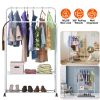 Garment Hanging Rack Clothing Hanging Rail Pillow Shoe Display Organizer Stand Rolling Wheel Clothes Organizer