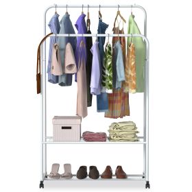 Garment Hanging Rack Clothing Hanging Rail Pillow Shoe Display Organizer Stand Rolling Wheel Clothes Organizer
