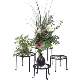 Set of 4 - Indoor Outdoor Black Metal Plant Stand