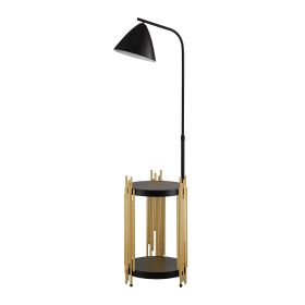 Luxury Shelves Floor Lamp For Living Room With Metal Lampshade, Standing Lamp Tall Industrial Floor Lamp Reading For Bedroom, Office E26 No Inclu (Option: Matte Black)