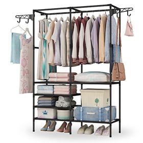 Metal Garment Rack Shoe Clothing Organizer Shelves Freestanding Multifunctional Clothes Wardrobe (Option: 3174)