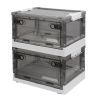 2 Packs Foldable Storage Bins Collapsible Storage Box Organizer Stackable Toy Container with Double Doors Top Lid Rolling Wheels for Clothes Toys Book
