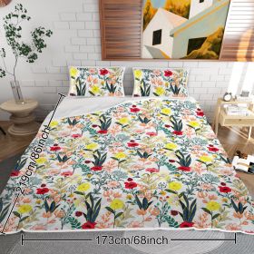 Floral Quilt 3 Pieces Microfiber Quilt Sets Lightweight Bedspreads Botanical Coverlets Quilt Bedding Set All Season Quilts (Option: Twin-Multicolored)