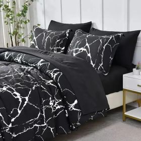 3pcs Duvet Cover Set King Duvet Coverx1 Pillowcasex2 Extremely Diverse Styles (Option: Marble Black)