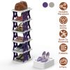 6 Tier Foldable Shoe Rack Vertical Shoe Organizer Narrow Shoe Rack for Small Spaces Space Saving Free Standing for Corner Entryway Hallway Bedroom